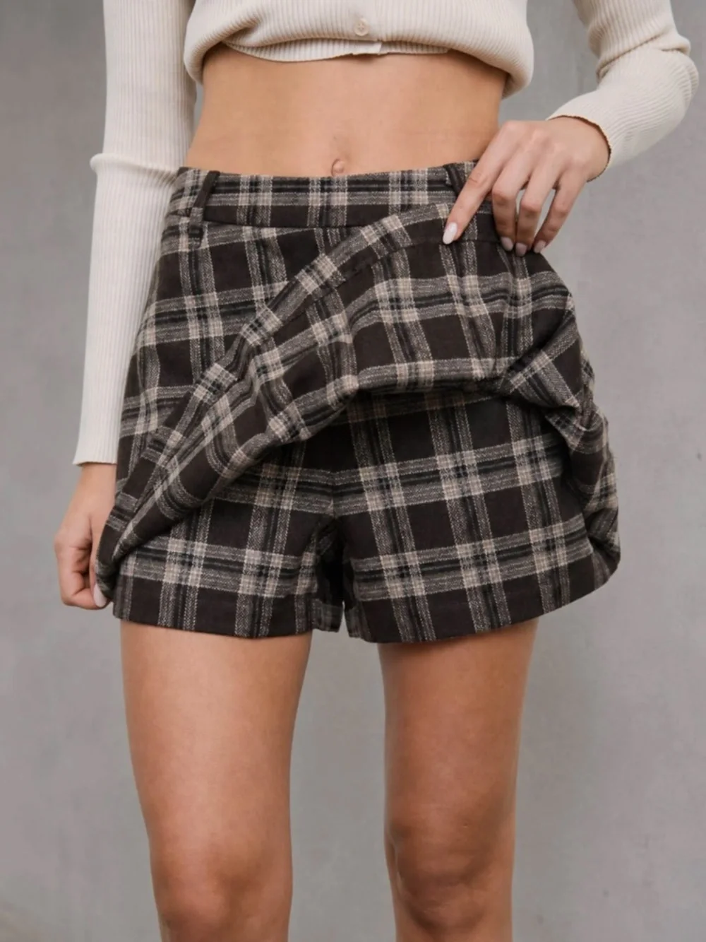 Studio Pleated Mini Skort in Brown Multi